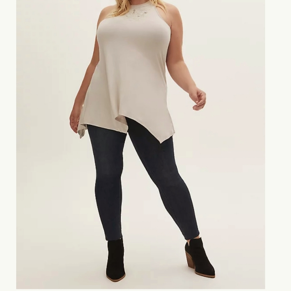 TORRID soft embroidered halter top
